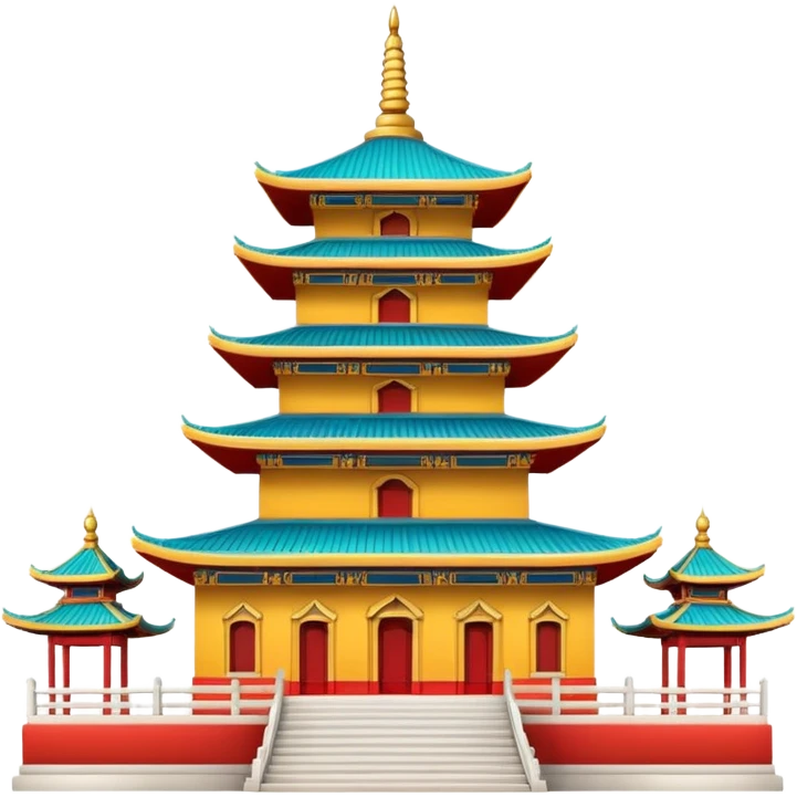 Asian pagoda temple bright colors no text emoji
