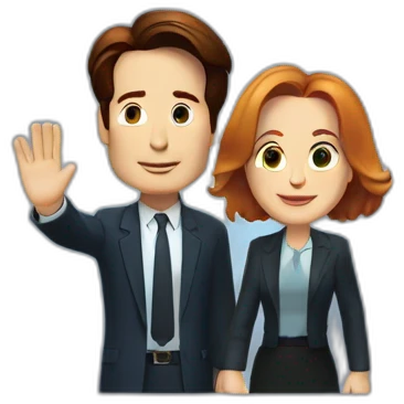 Mulder and scully waving emoji