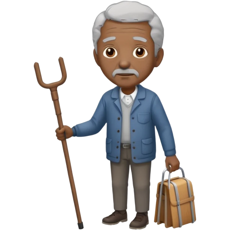 old black man with one crutches emoji