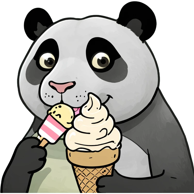 Panda eating ice cream emoji