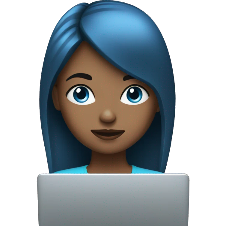 girl on laptop blue eyes emoji