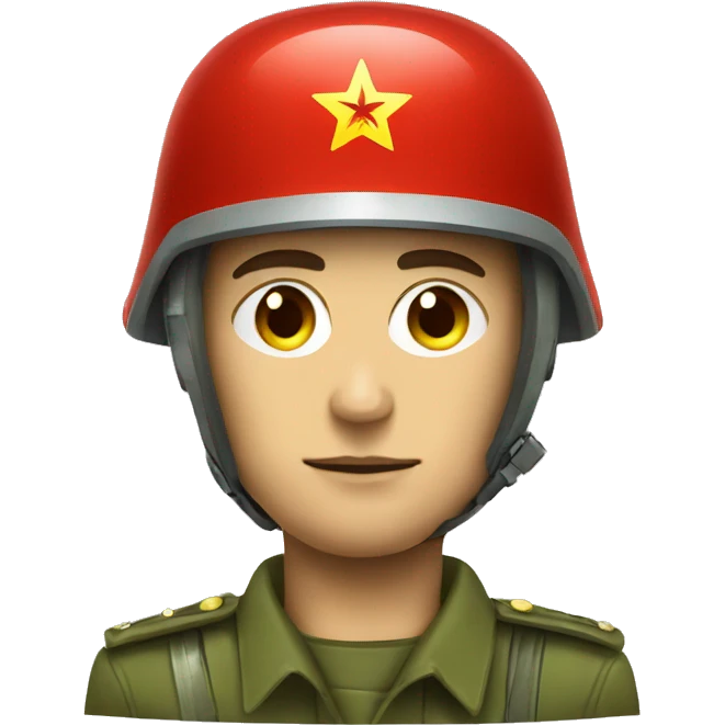ussr soldier serious with military helmet emoji