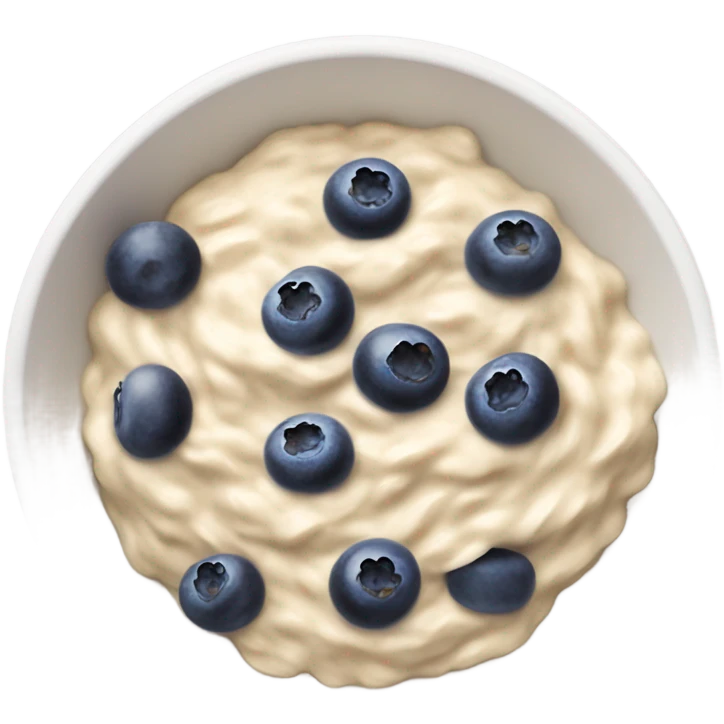 a white oatmeal bowl with some blueberry’s in it emoji