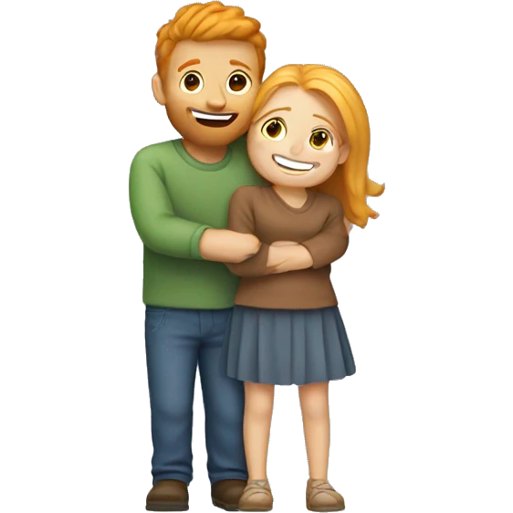 couple hug with warm smiles blonde girl and ginger man  emoji