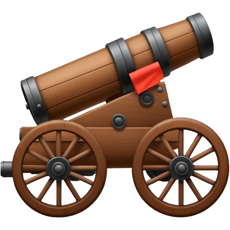 Create an emoji of a war cannon. The cannon should be brown. The cannon must have a single wheel on both sides. emoji