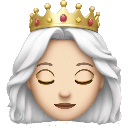 White girl with closed eyes and crown emoji