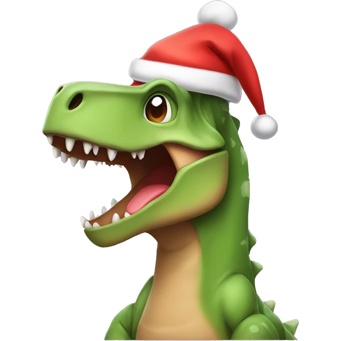 Dinosaur with Christmas hat emoji
