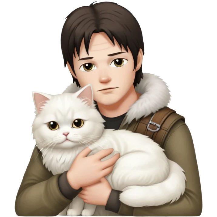 Daryl dixon snuggling white Persian cat  emoji