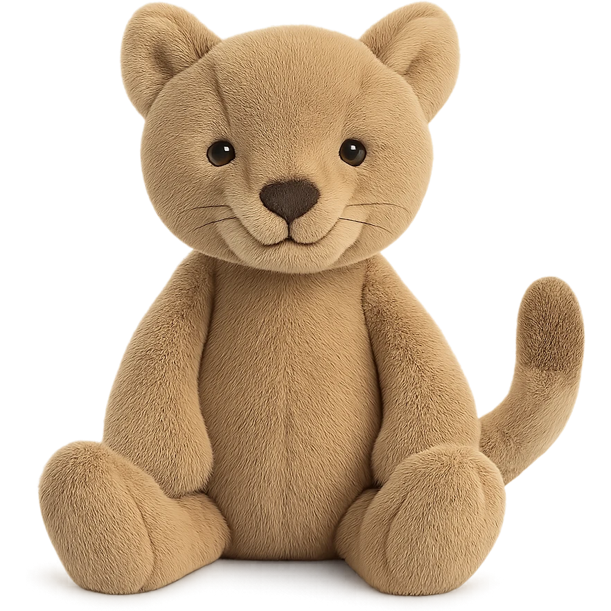 cute mountain lion jellycat stuffed plushie emoji