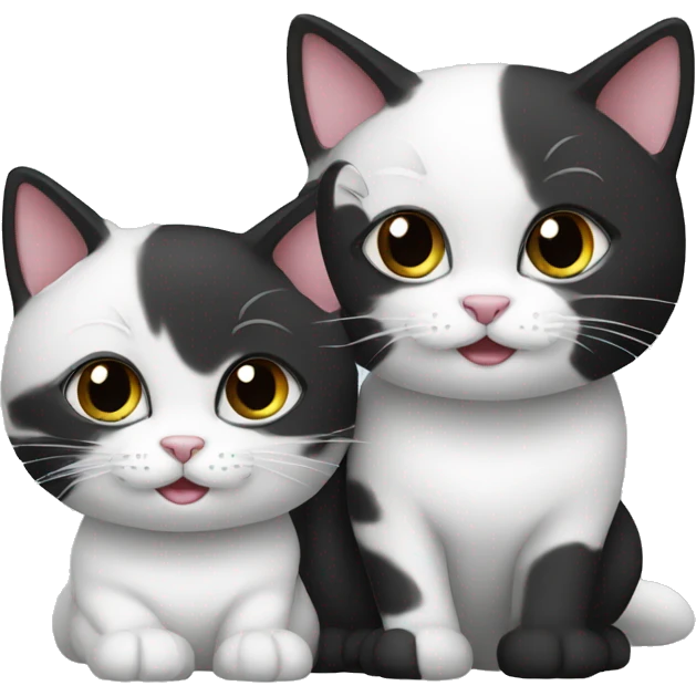 two cat black and white emoji