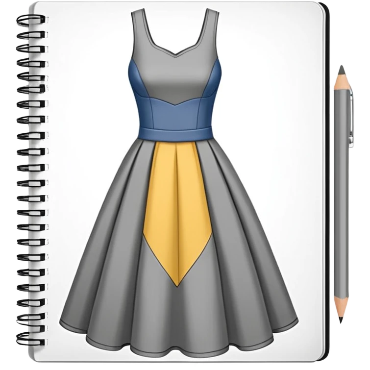 fashion skecth on sketch book, with pencil emoji