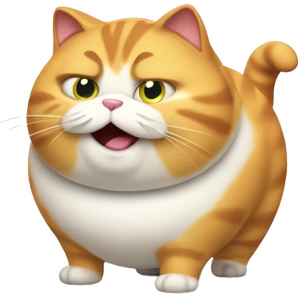 Fat cat who is about to explode from fat emoji