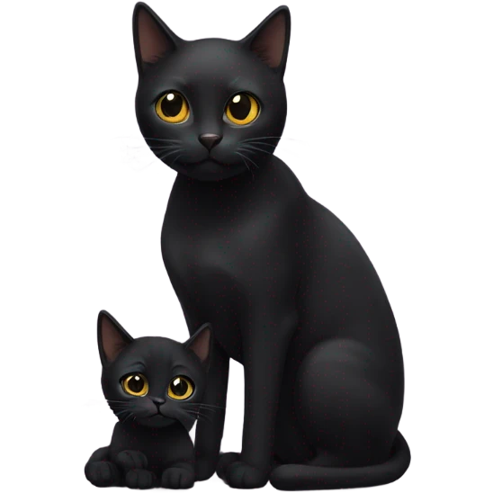 Black cat with her kitten  emoji