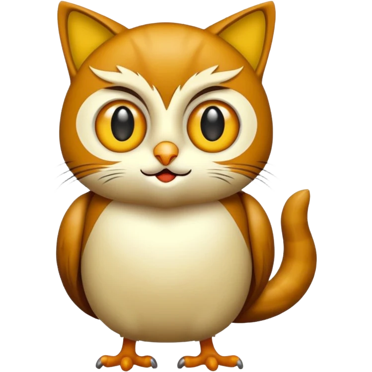 Buho gato amarillo marron emoji