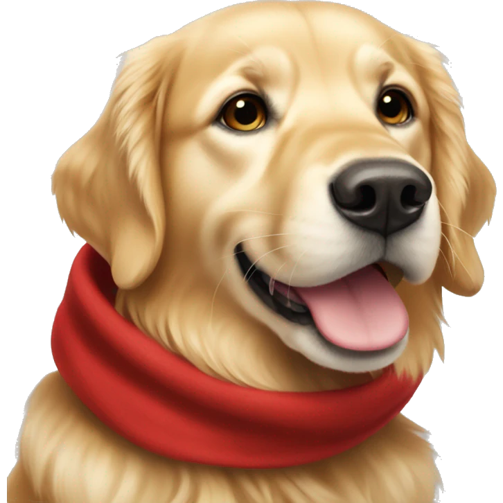Golden retriever wearing a red scarf emoji