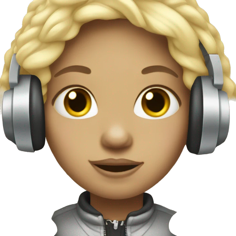 very ugly girl with blonde hair as dj emoji