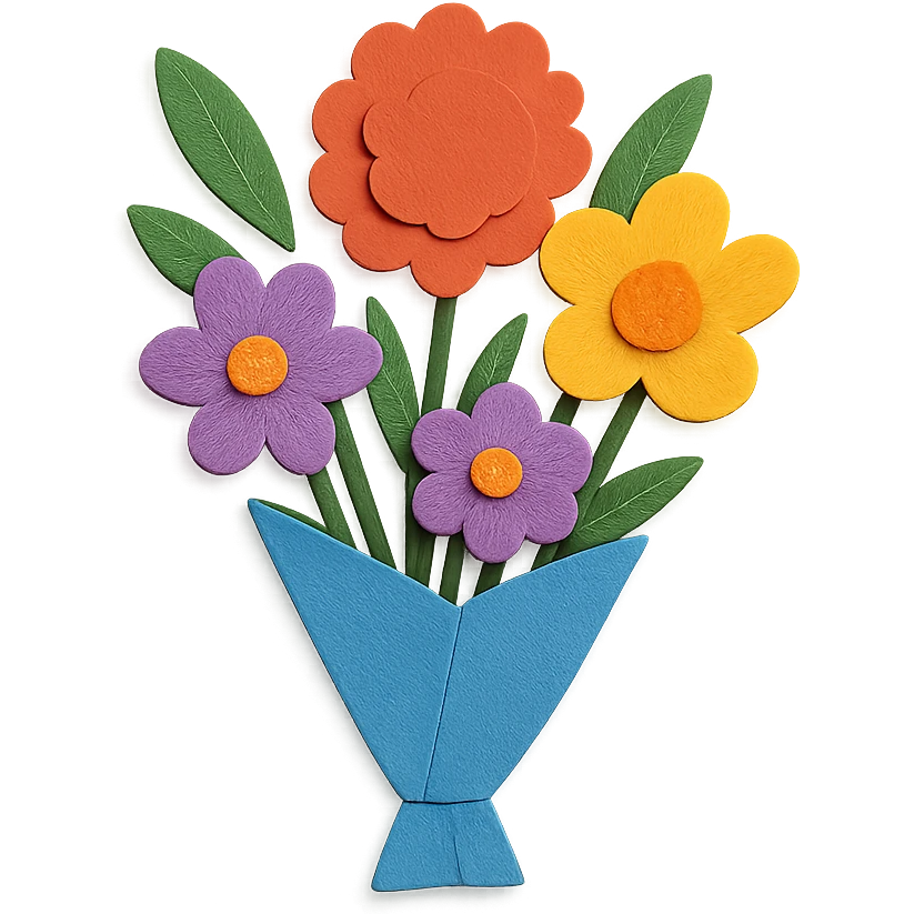 bouquet of flowers in paper-craft style emoji