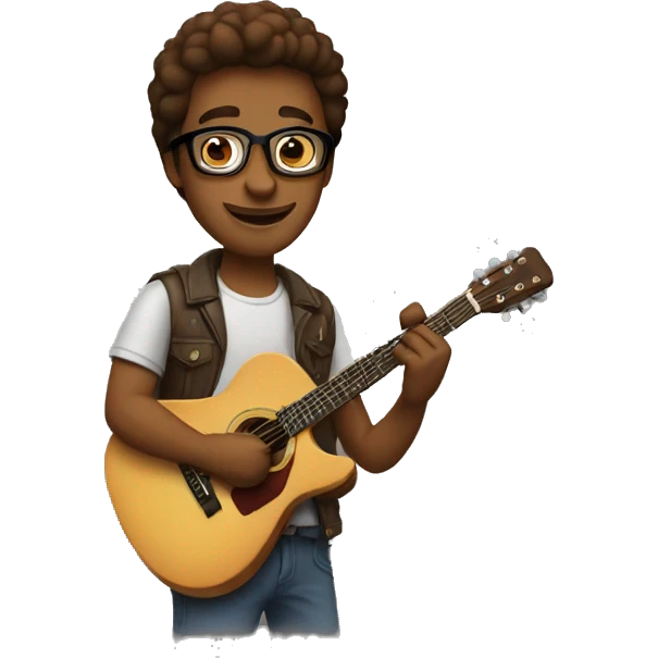 a brown guy waring glasses and playing guitar  emoji