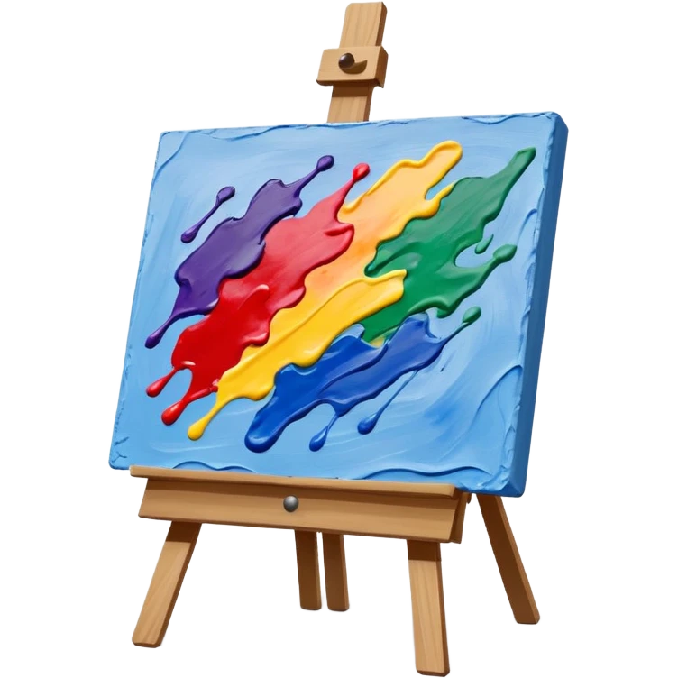 canvas on an easel with paint strokes emoji