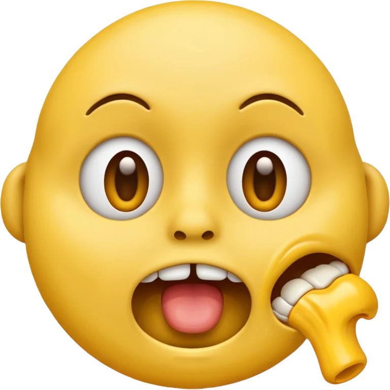 gasping face emoji with yellow bone in its mouth emoji