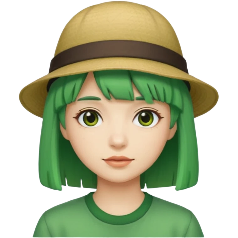 bangs and hat green hair emoji