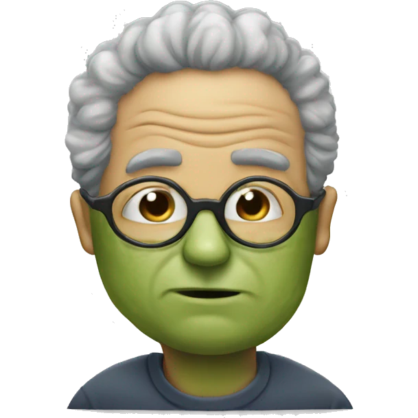 man with broccoli hair and glasses kissing an aged man emoji