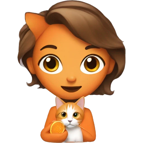 pretty woman holding orange cat emoji
