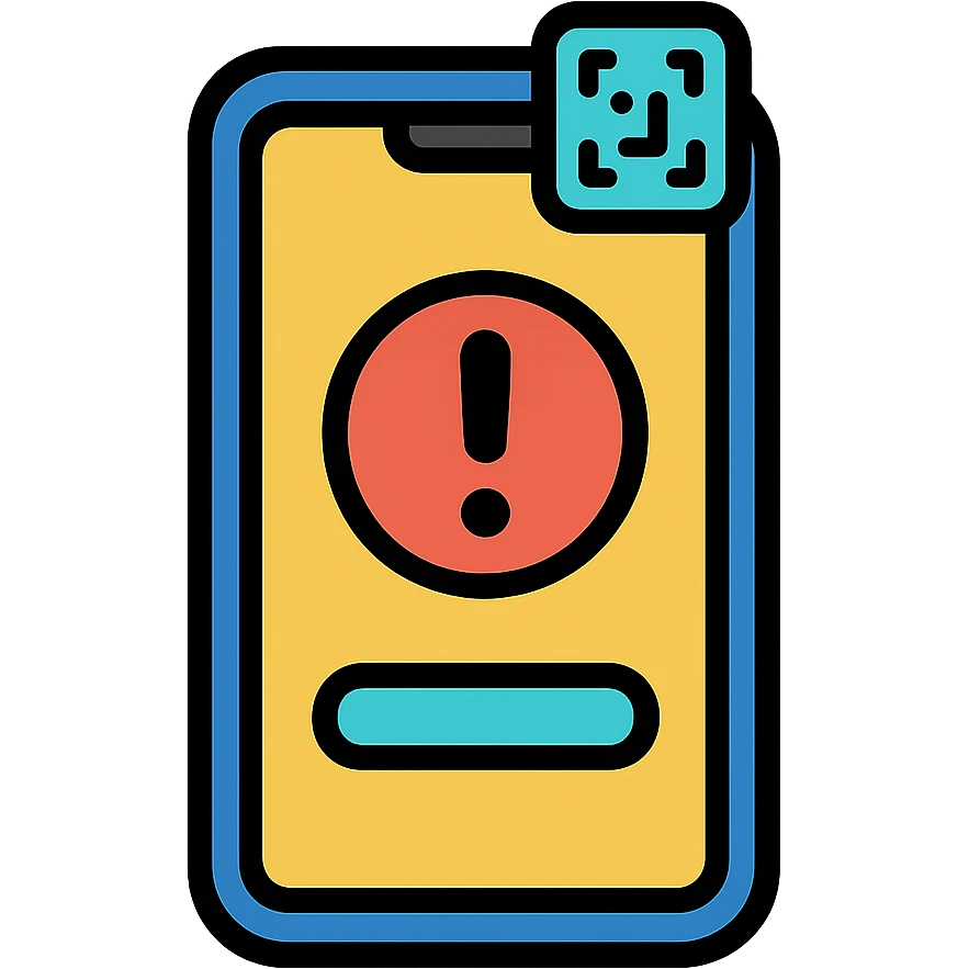 Phone lock screen with security alert notification and a small face recognition popup camera emoji