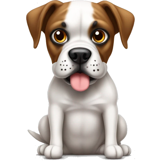 Perro boxer blanco con mancha café en el ojo izquierdo  emoji