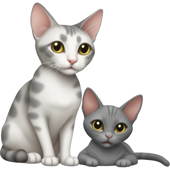 One grey house cat and one grey oriental shorthair cat emoji