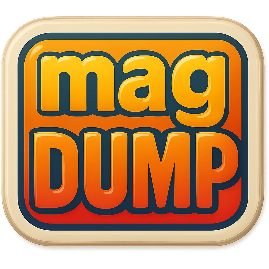 a logo, resembling that of a video tube site, for the text: "mag DUMP" emoji