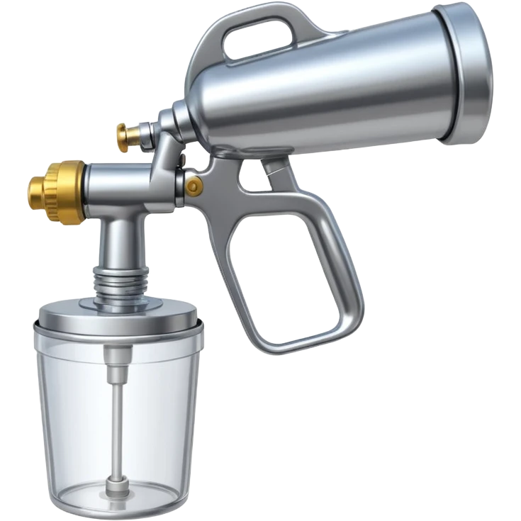 metal spray gun with clear sealed cup attached emoji
