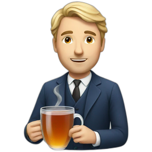 british man with a tea emoji