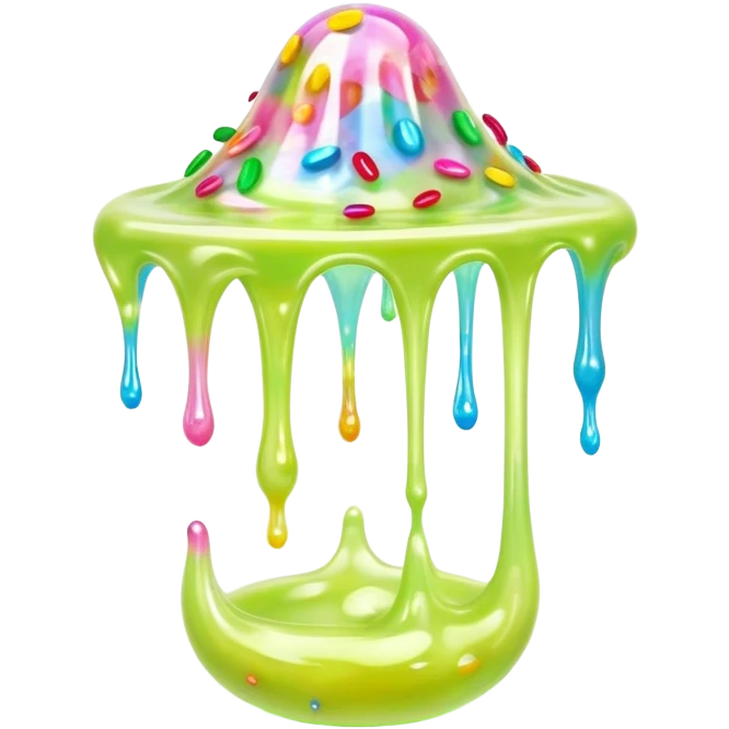 Cinematic Realistic Clear Slime Mixed with Sprinkles, ultra-transparent with suspended colorful candy-like specks, light refracting through each tiny piece, soft gelatinous texture catching highlights, stretching and bending in a mesmerizing way, glowing with a magical, almost surreal quality. emoji