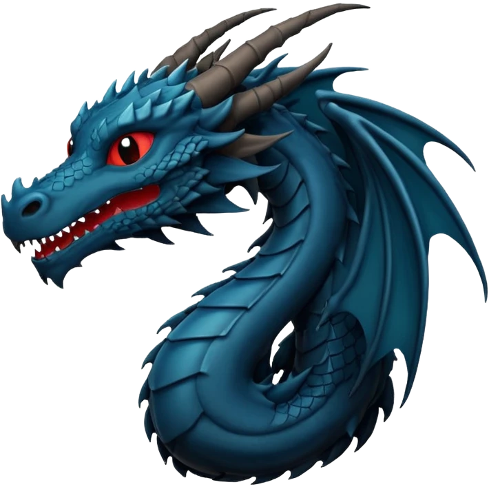 iOS emoji, minimal dragon symbol, dark fantasy, line icon emoji