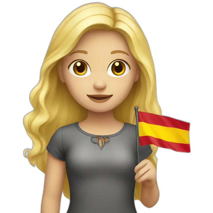 Blond girl holding a Spanish flag  emoji