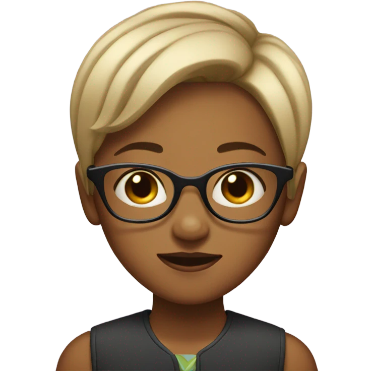 girl with short hair, wearing glasses, raising an eyebrows emoji