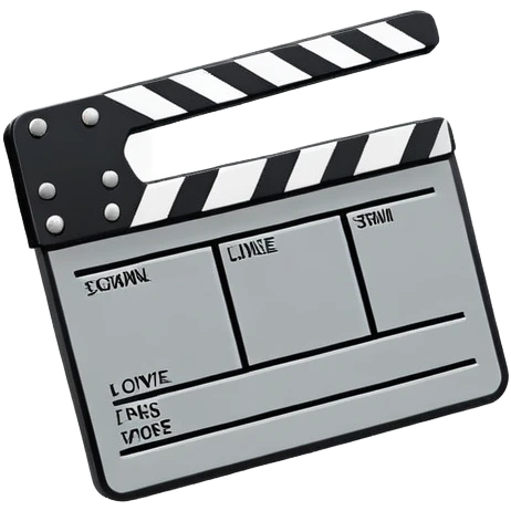 movie clapperboard with geometric outline, precise thin black lines and only one diagonal line crossing through, clean design emoji