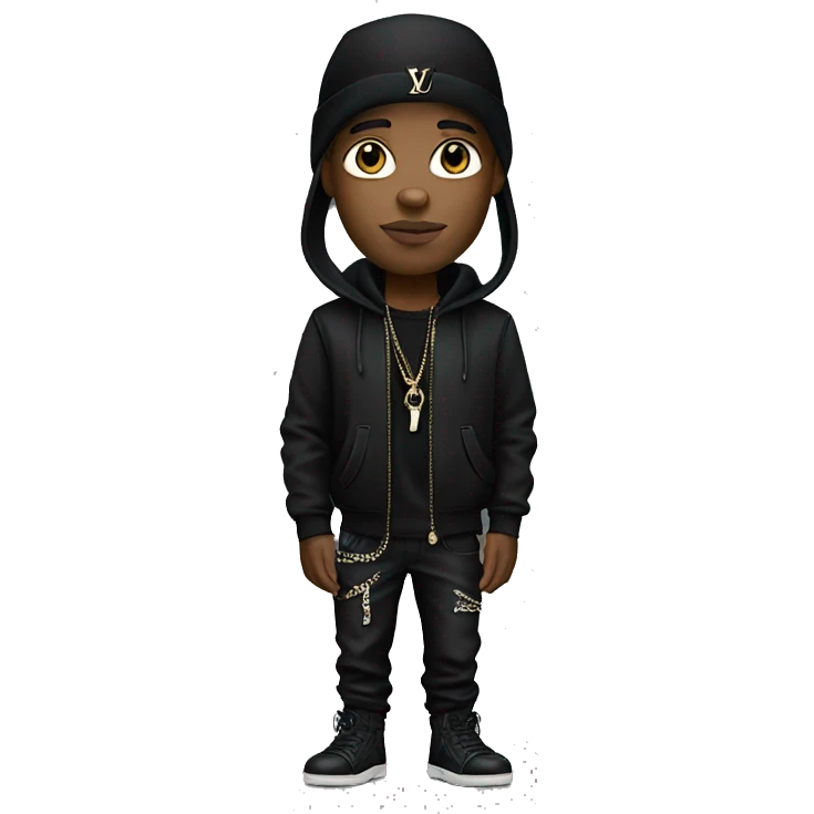 Rapper wearing black Louis vuitton outfit realistic emoji