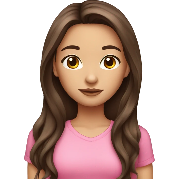 brunette girl long hair pink shirt emoji
