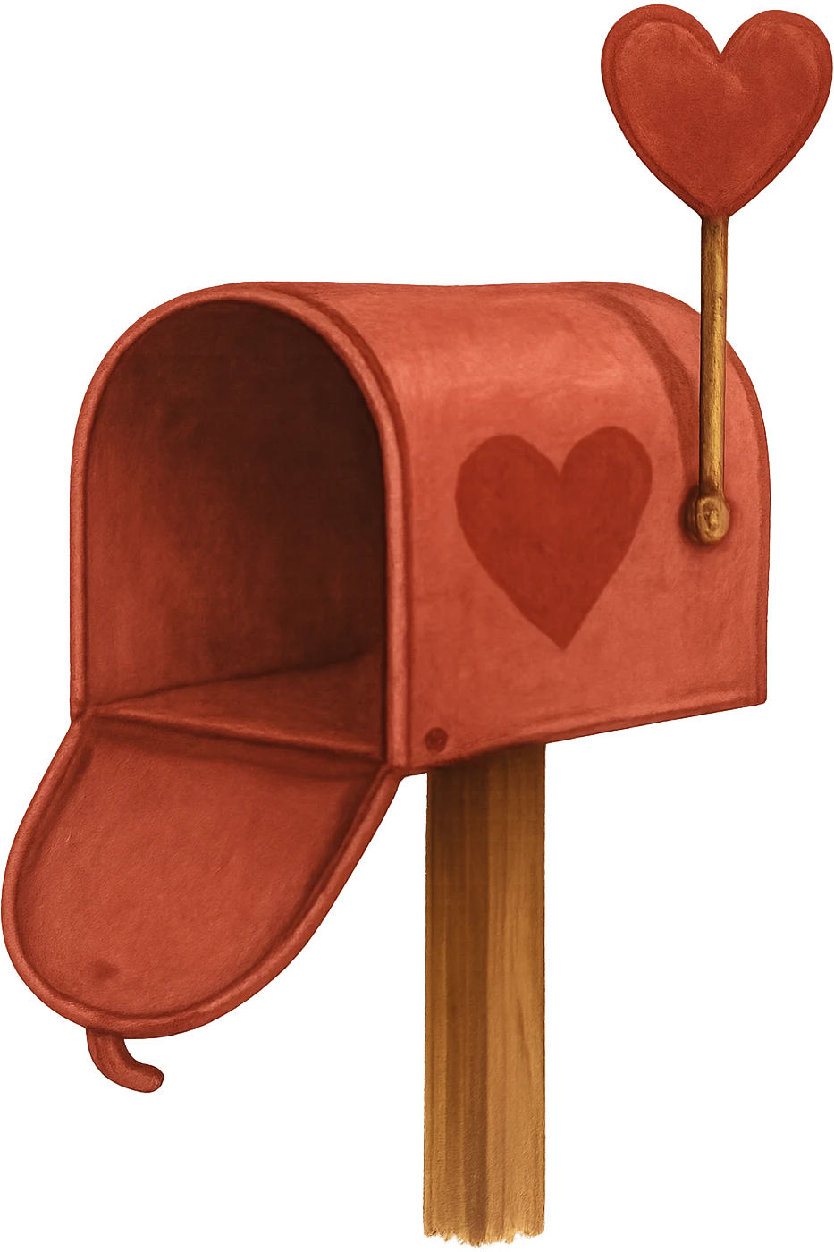 romantic mailbox with heart-shaped flag, no background emoji