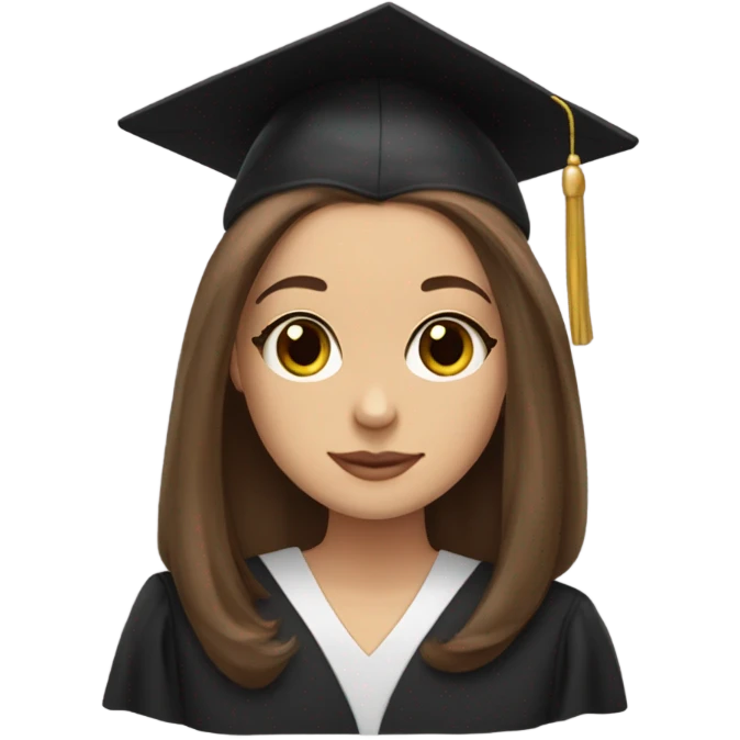 Brown haired white girl in graduation cap holding black long haired dachshund  emoji