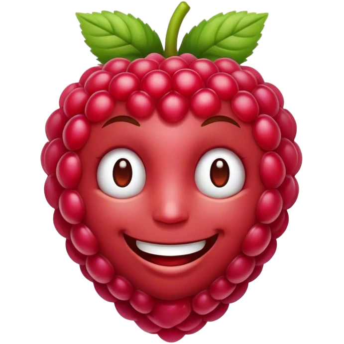 A smiling Raspberry  emoji