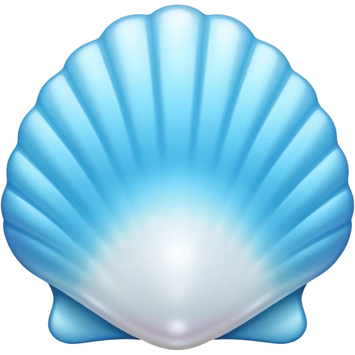 Light blue shell emoji, pearl texture, soft gradient, smooth curves, glossy finish emoji
