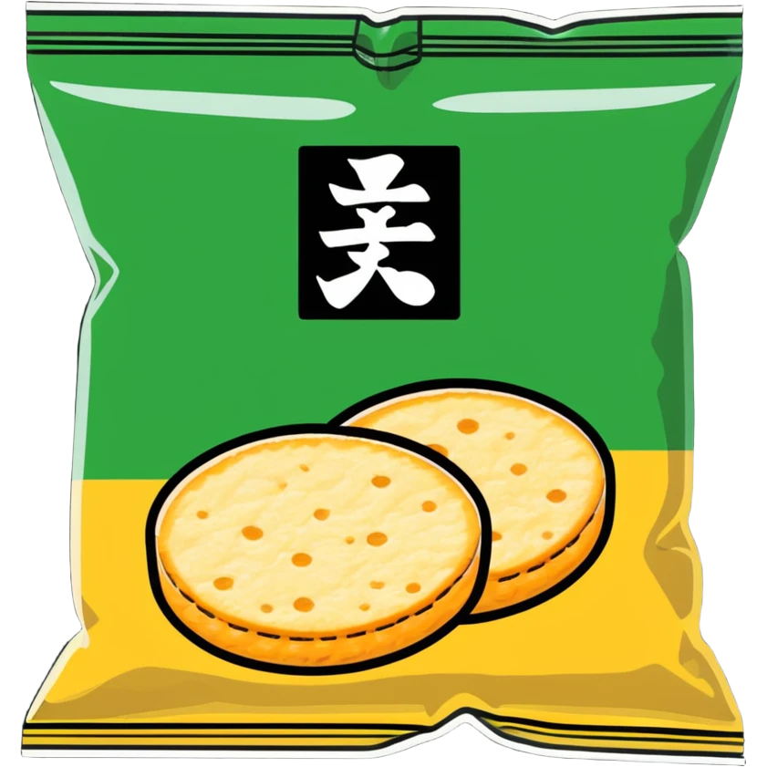Detailed Japanese senbei rice cracker partially wrapped with crisp nori seaweed emoji