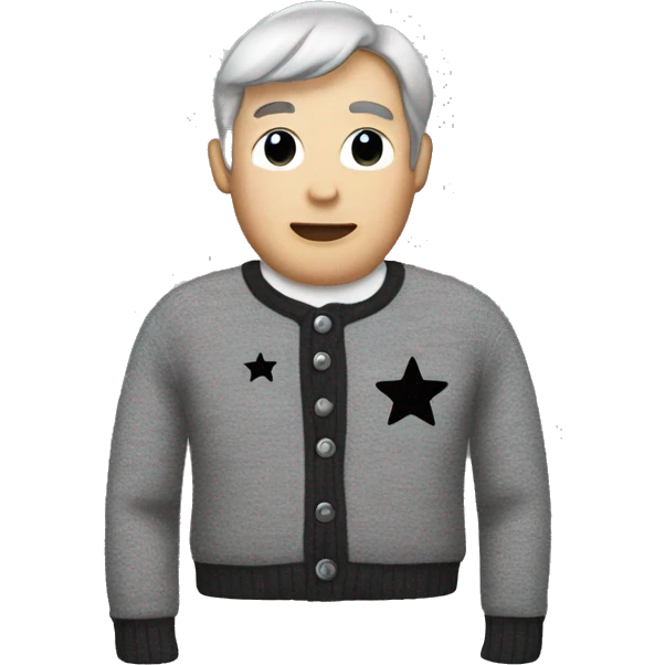 grey cardigan with black stars on the elbows emoji