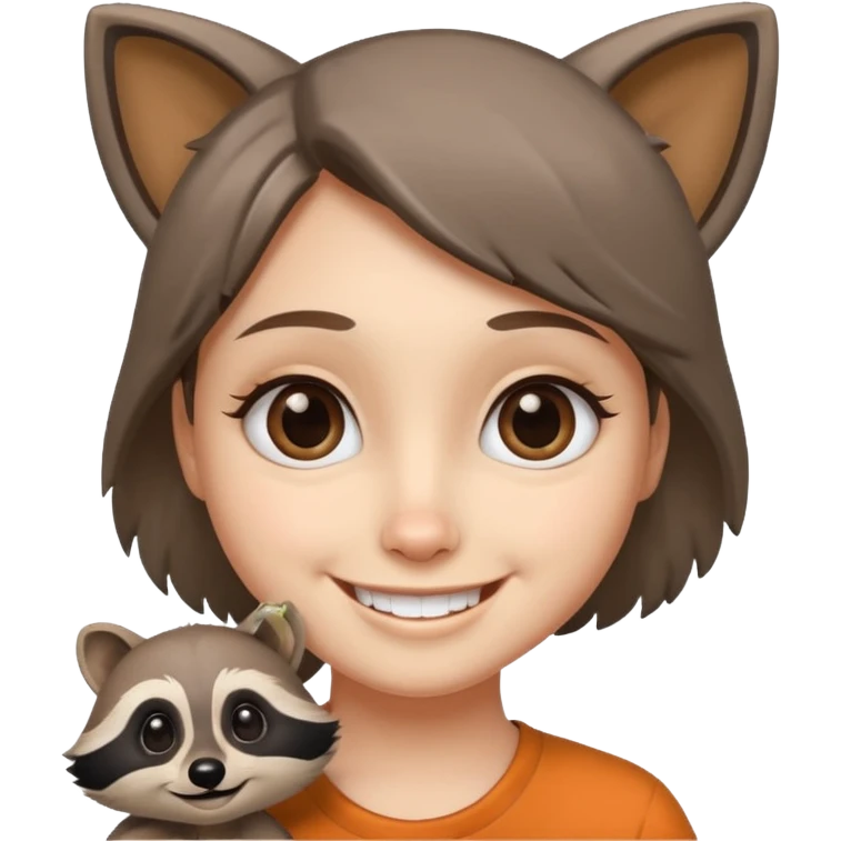 Racoon speaking with a person in cartoon emoji style friendly and calm emoji