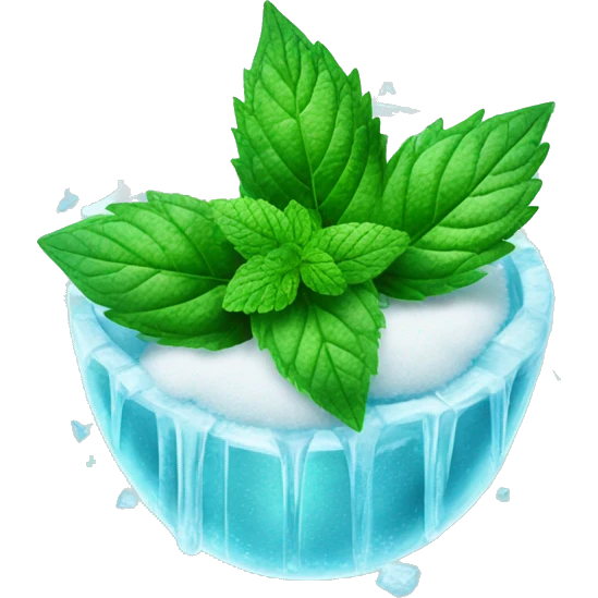 frozen mint with ice and snow on mint leaves emoji