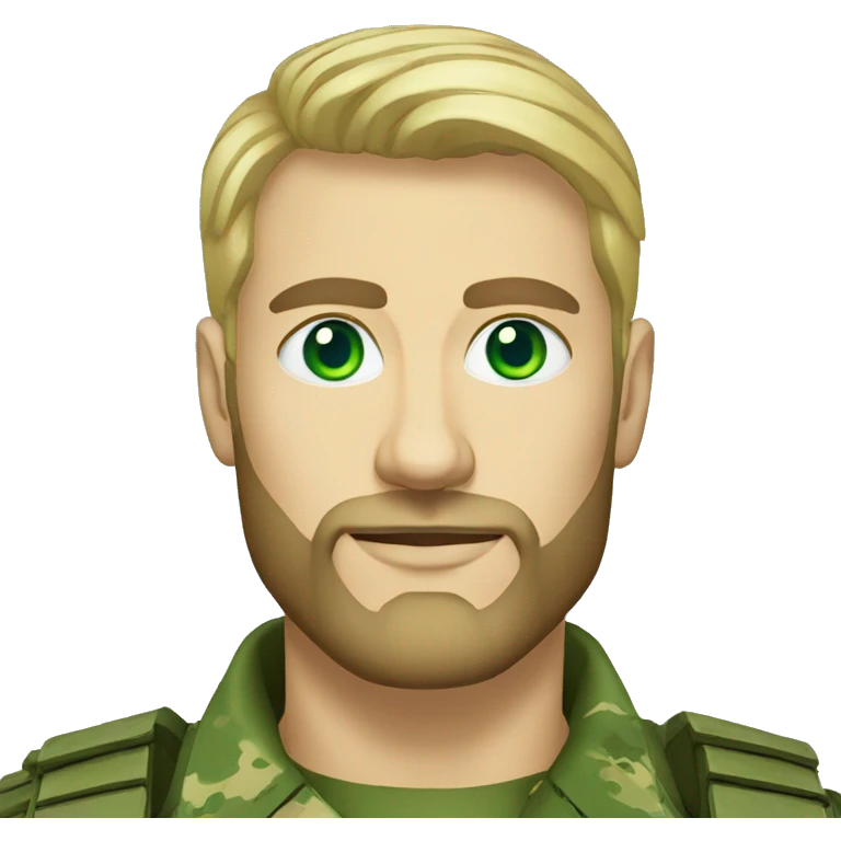 ukrainian military blonde man with a beard with green eyes with blue paint on the face  emoji