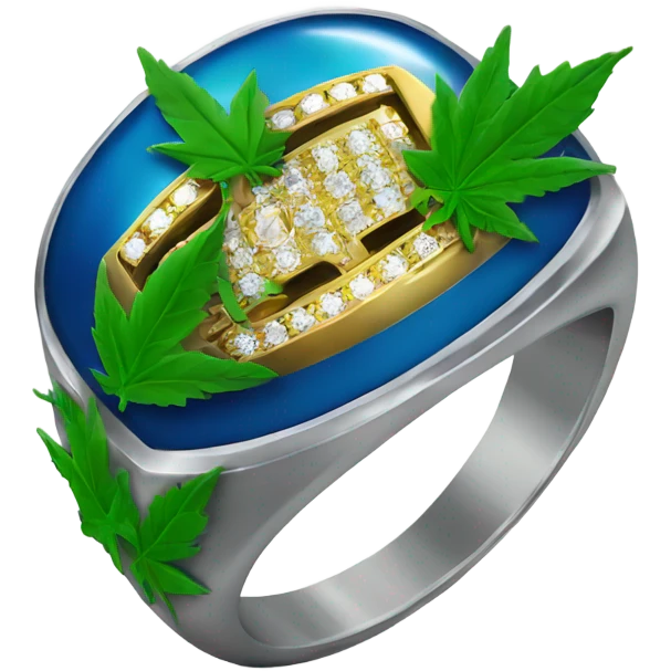 Super Bowl ring with pot leaf on it emoji